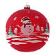 Weihnachtsbaumkugel aus mundgeblasenem Glas, Grundfarbe Rot, Motiv Schneemann, 150 mm s1