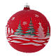 Weihnachtsbaumkugel aus mundgeblasenem Glas, Grundfarbe Rot, Motiv Schneemann, 150 mm s2