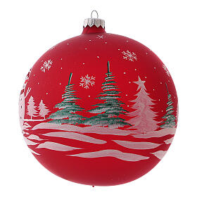 Red Christmas tree ball in blown glass with snowman 15 cm