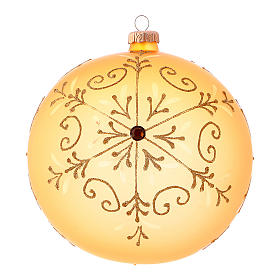 Weihnachtsbaumkugel aus mundgeblasenem Glas, Grundfarbe Gold, mit Glitter verziert, 150 mm