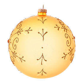Weihnachtsbaumkugel aus mundgeblasenem Glas, Grundfarbe Gold, mit Glitter verziert, 150 mm