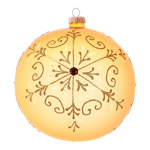 Weihnachtsbaumkugel aus mundgeblasenem Glas, Grundfarbe Gold, mit Glitter verziert, 150 mm 1