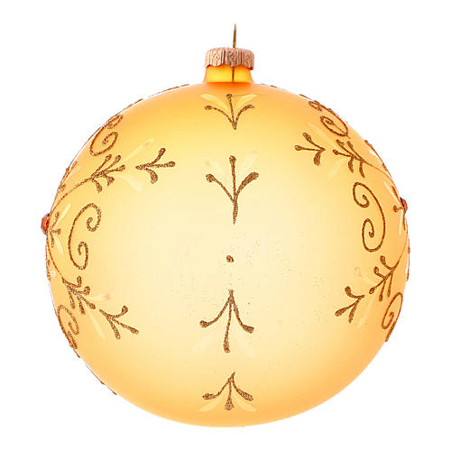 Weihnachtsbaumkugel aus mundgeblasenem Glas, Grundfarbe Gold, mit Glitter verziert, 150 mm 2
