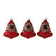 Bell shaped blown glass Christmas balls with fancy glitter design, set of 3 s1