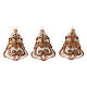 Bell shaped blown glass Christmas balls with gold glitter design, set of 3 s1