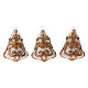 Bell shaped Christmas balls in blown glass with gold glitter design, set of 3 s1