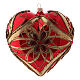 Heart shaped Christmas ball in blown glass with glittered flowers 15 cm s3