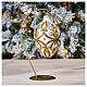 White drop shaped Christmas ball in blown glass with glitter design s2