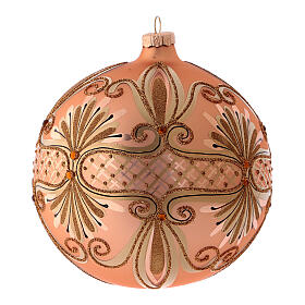 Pink Christmas ball in blown glass with fancy design 15 cm