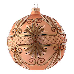 Pink powder Christmas ball in blown glass with fancy design 15 cm