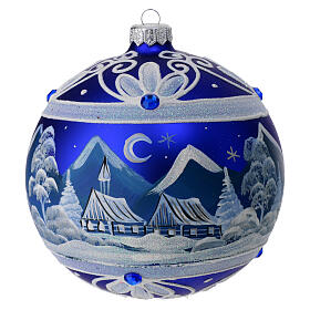 Snowy village Christmas tree ball in blown glass 150 mm