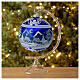 Bola de Navidad azul pueblo nevado de vidrio soplado 150 mm s2