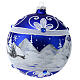Bola de Natal azul escuro aldeia nevada em vidro soprado 150 mm s2