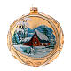 Gold Christmas tree ornament in blown glass with landscape 15 cm s1