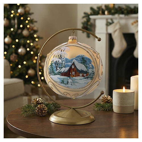 Pallina di Natale in vetro soffiato colore oro 150 mm 2