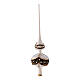 Black and white blown glass tree topper with gold glitter design s2