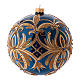 Boule de Noël bleue décorations dorées en verre soufflé 150 mm s1