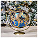 Pallina di Natale blu decori oro in vetro soffiato 150 mm s2