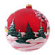 Red Christmas ball of blown glass village with comet 200 mm s3