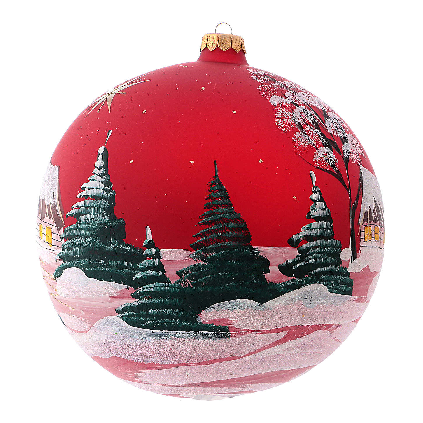BRUBAKER Pallina Di Natale Premium In Vetro, Rosa Con Figura Di Cigno In Porcellana, Diametro 10 Cm, Decorata A Mano