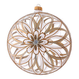Weihnachtsbaumkugel aus mundgeblasenem Glas, Grundfarbe transparent, mit floralen Verzierungen, 200 mm