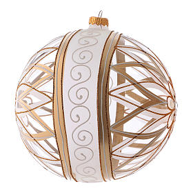 Pallina Natale vetro soffiato trasparente disegno floreale 200 mm