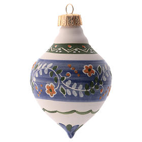 Boule pour sapin de Noël bleue 100 mm céramique Deruta