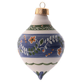 Bola para árvore de Natal azul 100 mm cerâmica Deruta