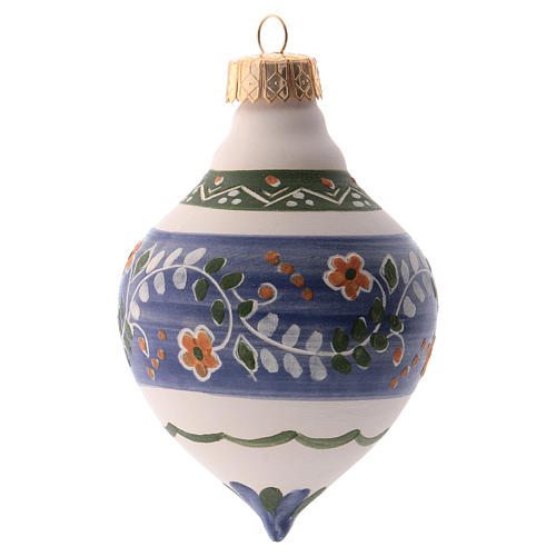 Bola para árvore de Natal azul 100 mm cerâmica Deruta 1