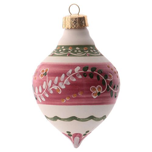 Pallina per albero Natale rosa 100 mm in ceramica Deruta 1