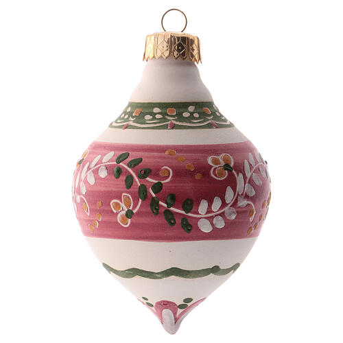 Pallina per albero Natale rosa 100 mm in ceramica Deruta 2