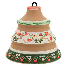 Pallina ceramica colorata Deruta stile country aperta natività decori azzurri 100 mm