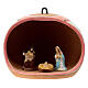 Ball with Holy Family and red design in terracotta 80 mm s1