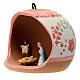 Ball with Holy Family and red design in terracotta 80 mm s2