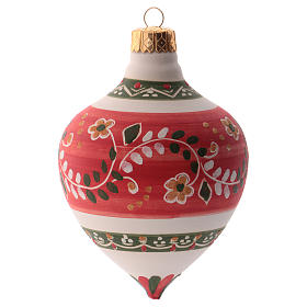 Boule pour sapin Noël rouge avec pointe 100 mm en céramique Deruta