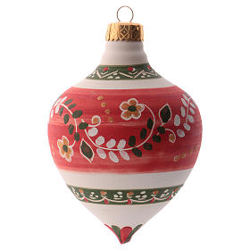 Boule pour sapin Noël rouge avec pointe 100 mm en céramique Deruta