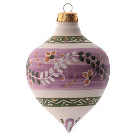 Boule pour sapin Noël lilas avec pointe 100 mm en céramique Deruta