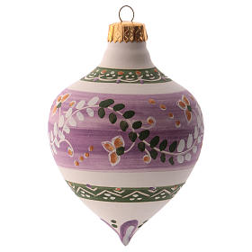 Boule pour sapin Noël lilas avec pointe 100 mm en céramique Deruta