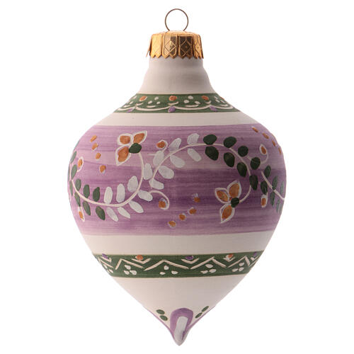 Bombka choinkowa liliowa, ze szpiczastym zakończeniem, 100 mm, ceramika z Deruty 1