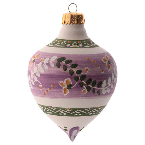 Bombka choinkowa liliowa, ze szpiczastym zakończeniem, 100 mm, ceramika z Deruty 2