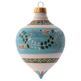 Bombka choinkowa błękitna, ze szpiczastym zakończeniem, 100 mm, ceramika z Deruty