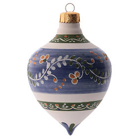 Bombka choinkowa niebieska, ze szpiczastym zakończeniem, 100 mm, ceramika z Deruty