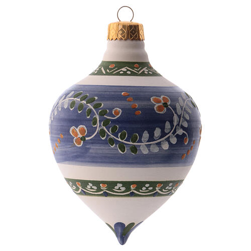 Bombka choinkowa niebieska, ze szpiczastym zakończeniem, 100 mm, ceramika z Deruty 2