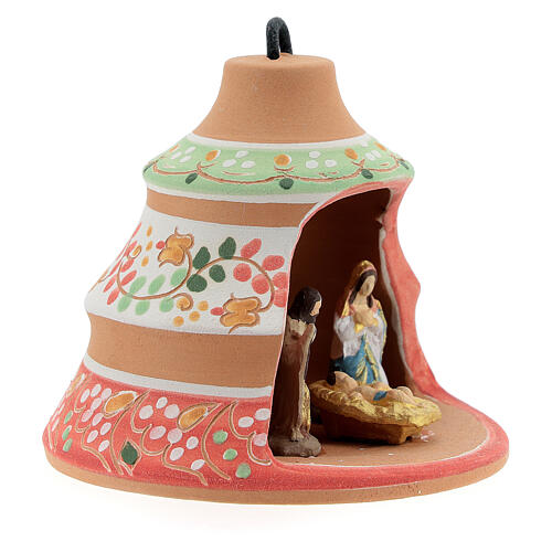 Pine-shaped Christmas tree ornament of Deruta painted ceramic with Holy Family 10x10x10 cm 3