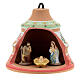 Pine-shaped Christmas tree ornament of Deruta painted ceramic with Holy Family 10x10x10 cm s1