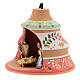 Pine-shaped Christmas tree ornament of Deruta painted ceramic with Holy Family 10x10x10 cm s2