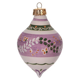 Boule à double pointe lilas pour Noël en terre cuite 120 mm
