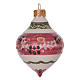 Weihnachtsbaumschmuck aus Terrakotta mit Doppel-Spitze, rosafarbene Verzierungen, 100 mm s1