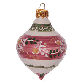 Pink onion Christmas finial ornament in terracotta 10 cm