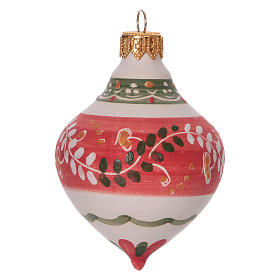 Pallina a doppia punta rossa per albero Natale in terracotta 100 mm